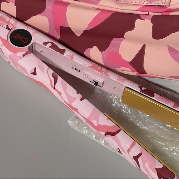 CHI Ceramic Hairstyling Iron GF100CP Pink Camo Limited Edition With Bag NEW - Picture 2 of 7
